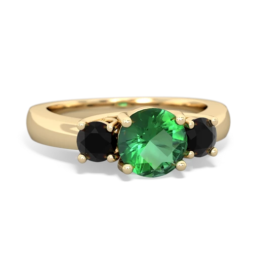 Lab Emerald Lab Created Emerald with Genuine Black Onyx and  Three Stone Trellis ring Ring