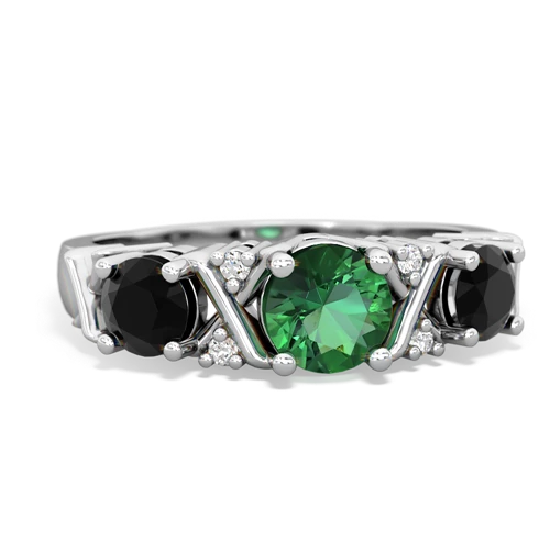 Lab Emerald Lab Created Emerald with Genuine Black Onyx and  Hugs and Kisses ring Ring