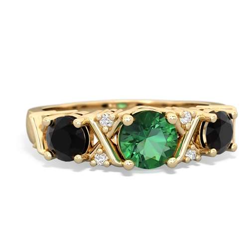 Lab Emerald Lab Created Emerald with Genuine Black Onyx and Genuine Smoky Quartz Hugs and Kisses ring Ring
