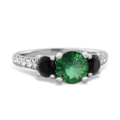 Lab Emerald Lab Created Emerald with Genuine Black Onyx and Genuine Garnet Pave Trellis ring Ring