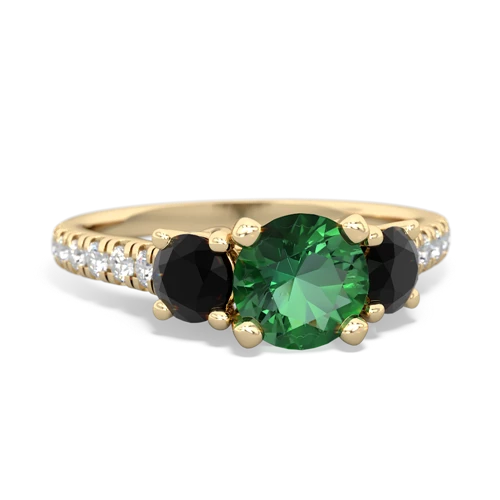 Lab Emerald Lab Created Emerald with Genuine Black Onyx and  Pave Trellis ring Ring