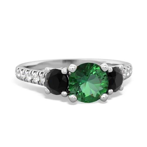 lab emerald-onyx trellis pave ring