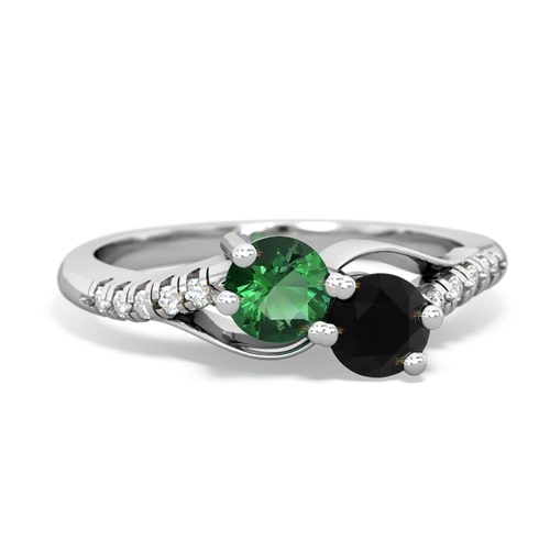 lab emerald-onyx two stone infinity ring