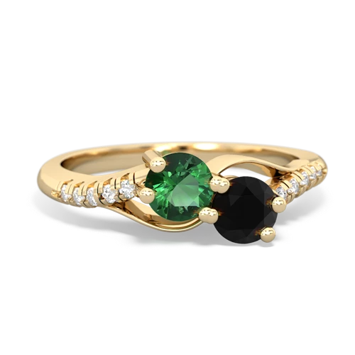 Lab Emerald Lab Created Emerald with Genuine Black Onyx Two Stone Infinity ring Ring