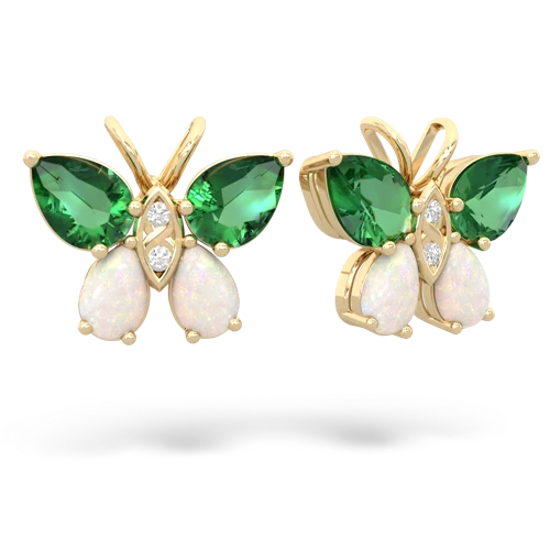 lab emerald-opal butterfly earrings