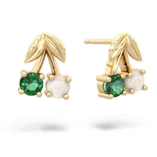 lab emerald-opal cherries earrings