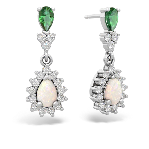 lab emerald-opal dangle earrings