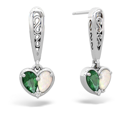 lab emerald-opal filligree earrings