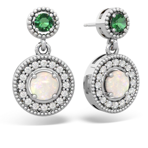 lab emerald-opal halo earrings