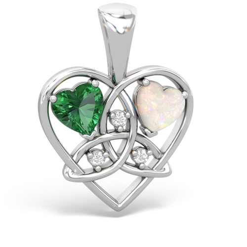 lab emerald-opal celtic heart pendant