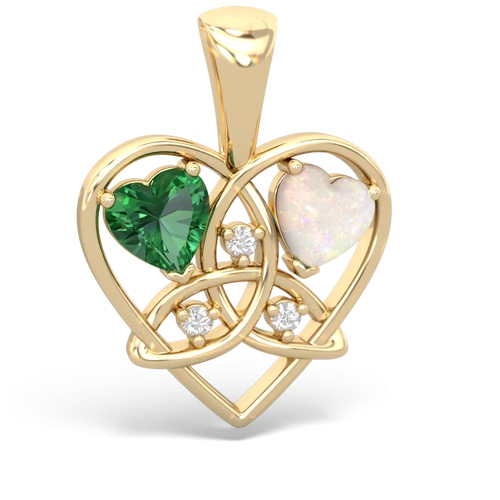 Lab Emerald Lab Created Emerald with Genuine Opal Celtic Trinity Heart pendant Pendant