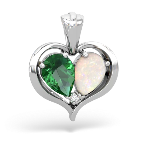 Lab Emerald Lab Created Emerald with Genuine Opal Two Become One pendant Pendant