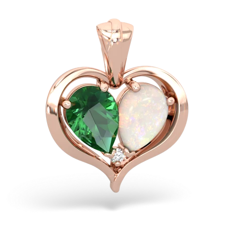 lab emerald-opal half heart whole pendant