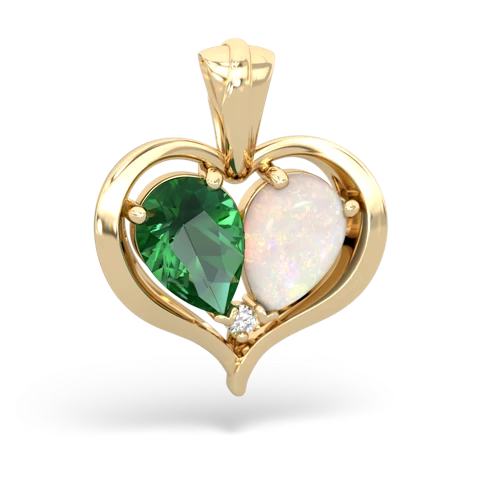 lab emerald-opal half heart whole pendant