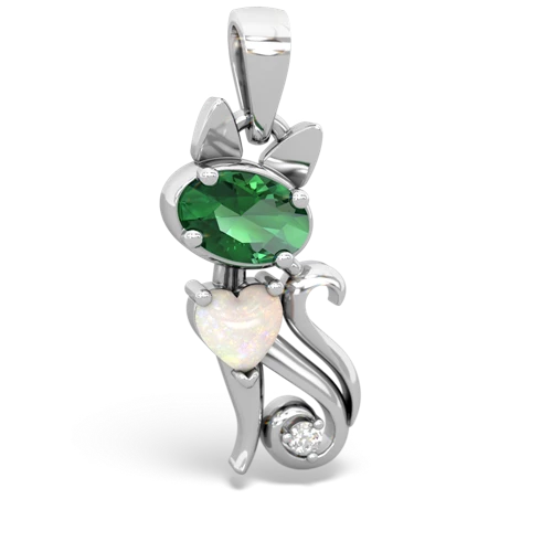 lab emerald-opal kitten pendant