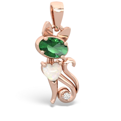 lab emerald-opal kitten pendant