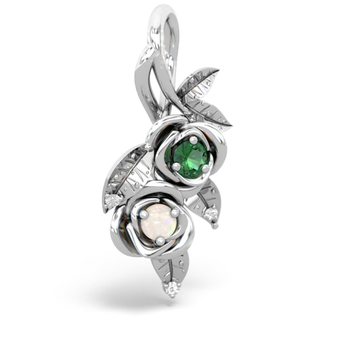 lab emerald-opal rose vine pendant