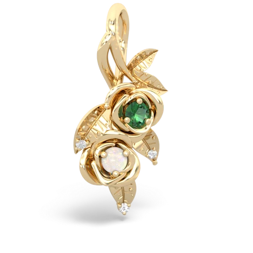lab emerald-opal rose vine pendant