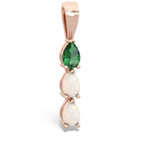 Lab Emerald Lab Created Emerald with Genuine Opal and Genuine Fire Opal Three Stone pendant Pendant