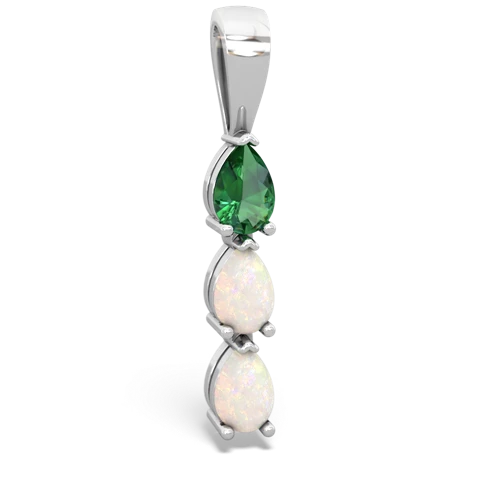 lab emerald-opal three stone pendant