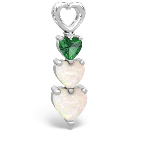 lab emerald-opal three stone pendant