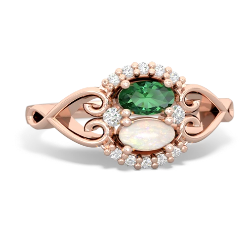 lab emerald-opal antique keepsake ring