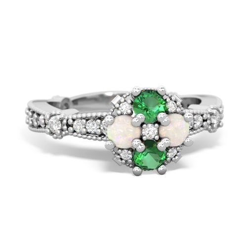 lab emerald-opal art deco engagement ring