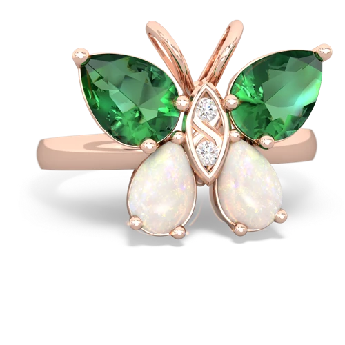 lab emerald-opal butterfly ring