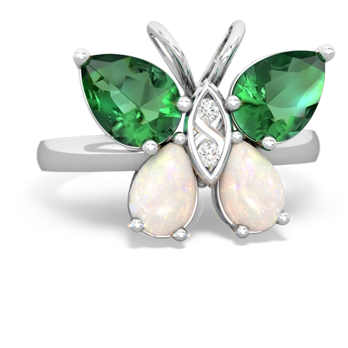 lab emerald-opal butterfly ring