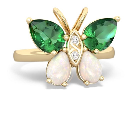 lab emerald-opal butterfly ring