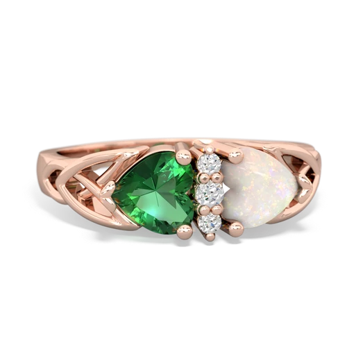Lab Emerald Lab Created Emerald with Genuine Opal Celtic Trinity Knot ring Ring