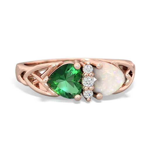 lab emerald-opal celtic ring