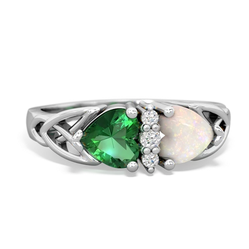 lab emerald-opal celtic ring