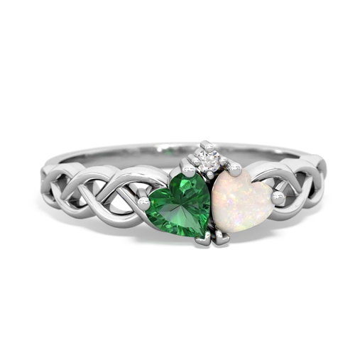 lab emerald-opal celtic braid ring