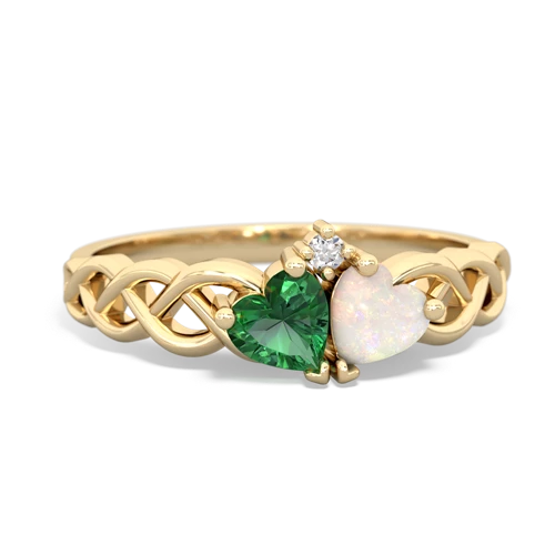 lab emerald-opal celtic braid ring