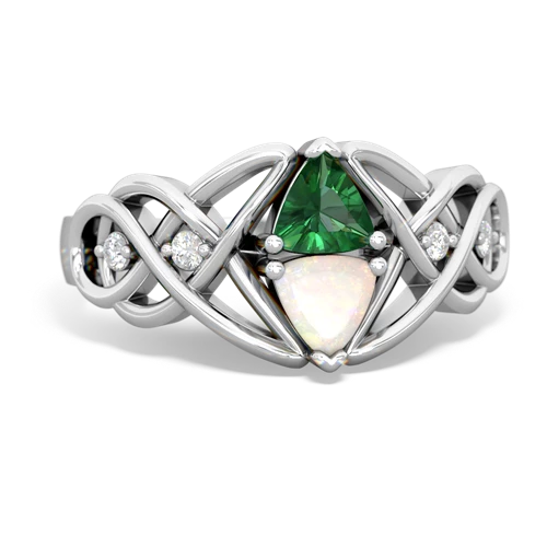 lab emerald-opal celtic knot ring