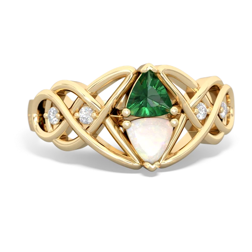 Lab Emerald Lab Created Emerald with Genuine Opal Keepsake Celtic Knot ring Ring