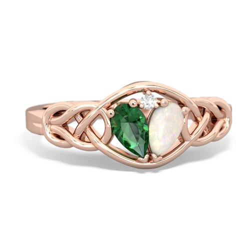 Lab Emerald Lab Created Emerald with Genuine Opal Celtic Love Knot ring Ring