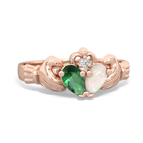 Lab Emerald Lab Created Emerald with Genuine Opal Claddagh ring Ring