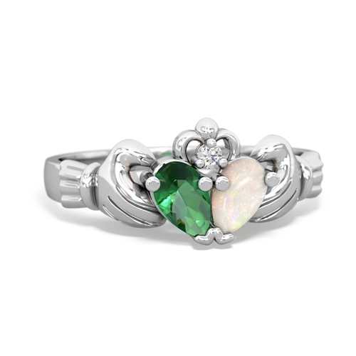 lab emerald-opal claddagh ring