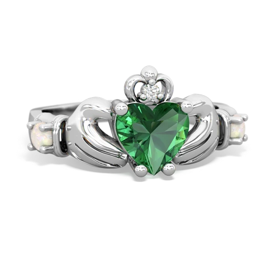 Lab Emerald Lab Created Emerald with Genuine Opal and Genuine Amethyst Claddagh ring Ring