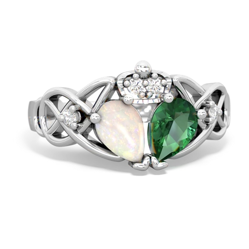 lab emerald-opal claddagh ring