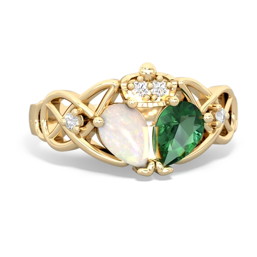 lab emerald-opal claddagh ring