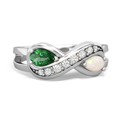 lab emerald-opal diamond infinity ring