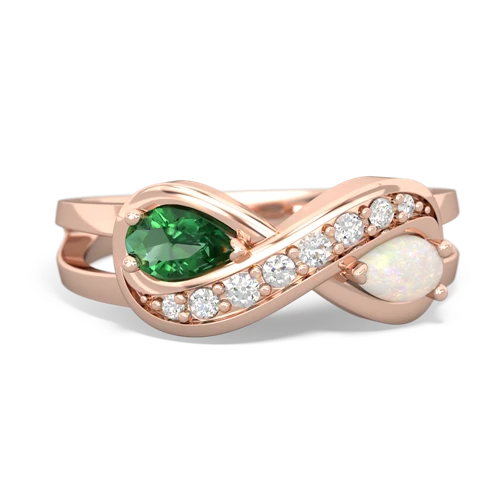 lab emerald-opal diamond infinity ring