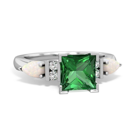Lab Emerald Lab Created Emerald with Genuine Opal and Lab Created Pink Sapphire Engagement ring Ring
