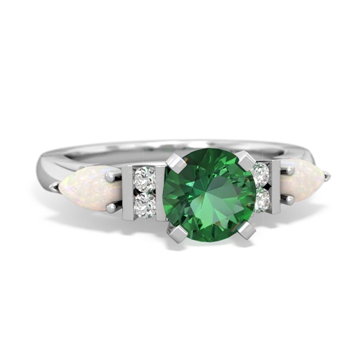 lab emerald-opal engagement ring