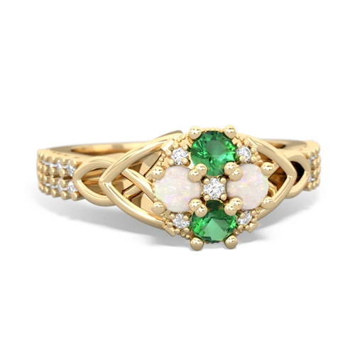 Lab Emerald Lab Created Emerald with Genuine Opal Celtic Knot Engagement ring Ring