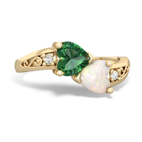 lab emerald-opal filligree ring