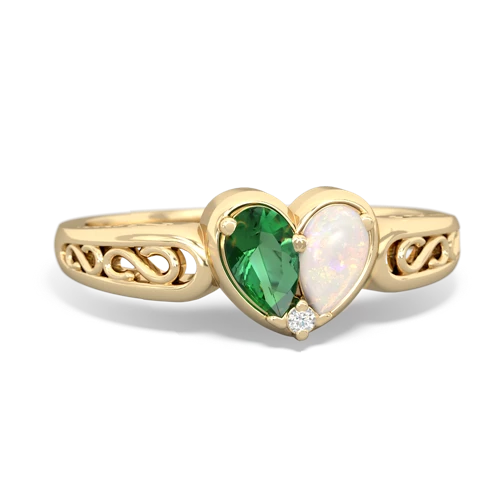 lab emerald-opal filligree ring